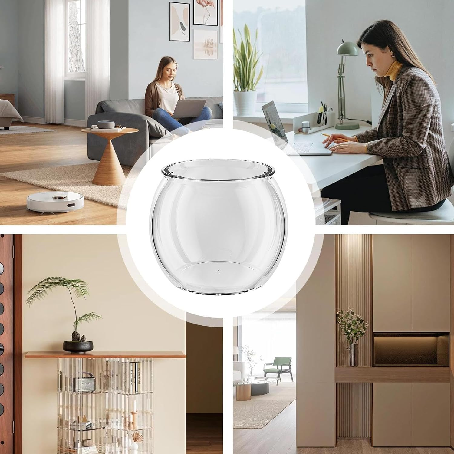 Round Aquarium, Drinking Fish Bowl, Clear Beta Fish Aquariums, 4L Small Betta Fish Tank, Compact Modern Aquatic Animal Container Room Decoration for Home Tabletop image number 1