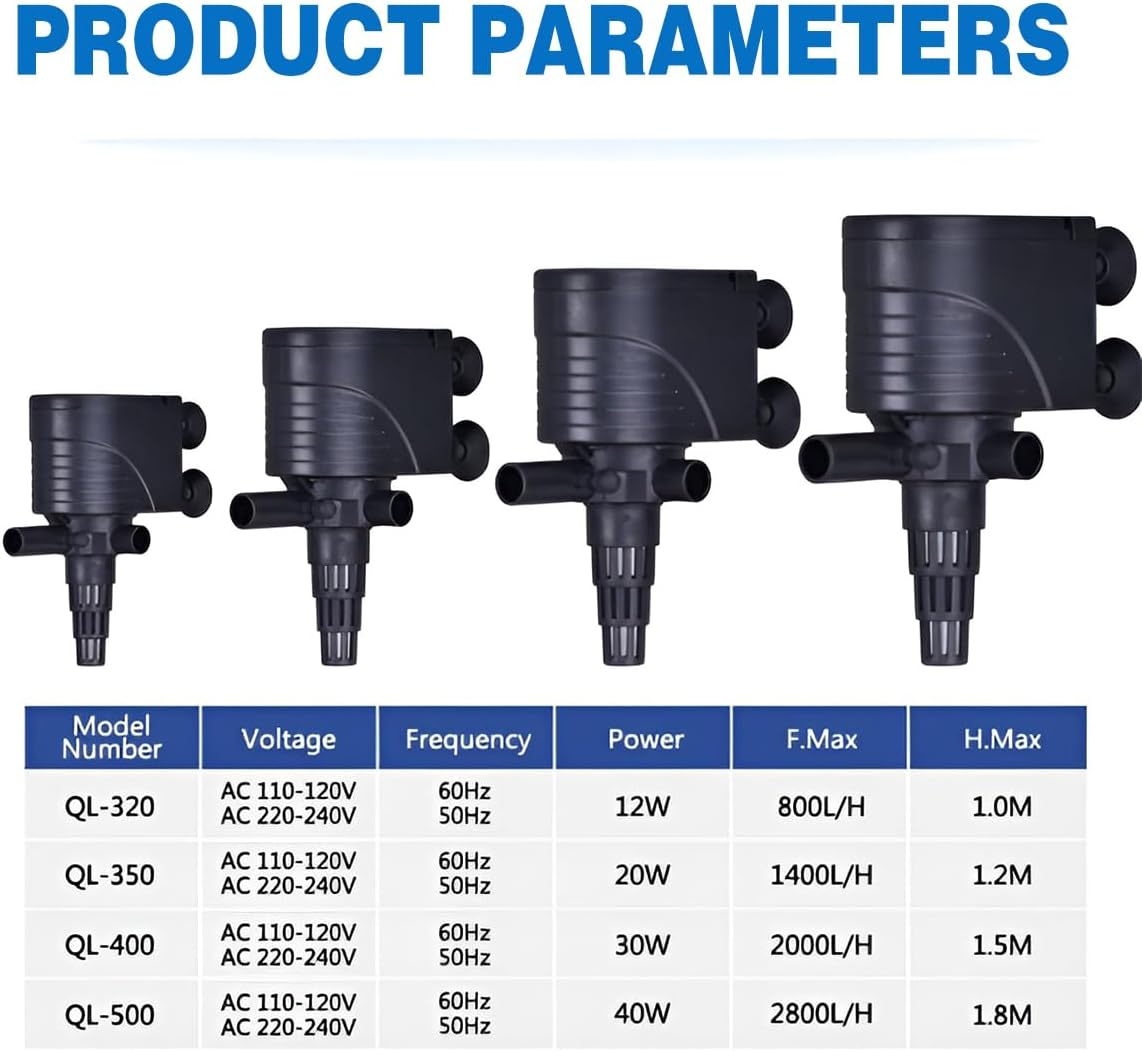 AIMALL 3-In-1 Mini Aquarium Filter - Submersible Water Purifier with Oxygen Pump, Energy-Efficient & Quiet Operation, Ideal for Various Tank Sizes, Includes Installation Accessories image number 3