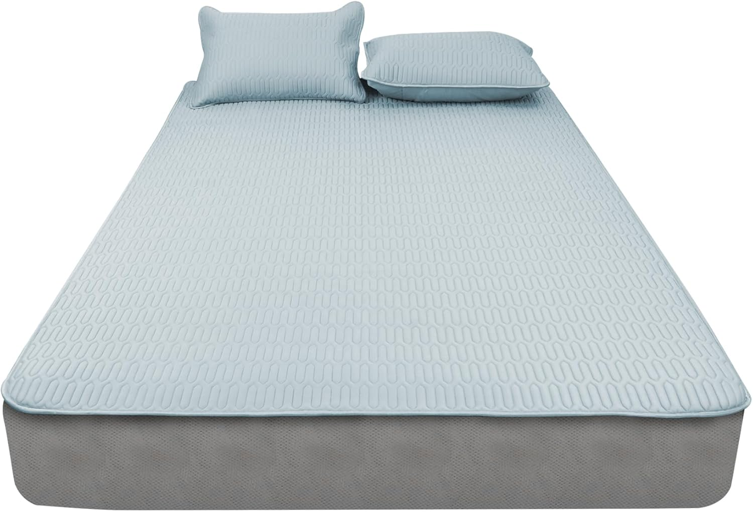 Dreamz Summer 3PCS Cool Latex Mattress Topper Pillowcase Protector Set Bed Sheeet Mat Bedding Soft Washable Deep Pocket Bedroom Fits (King) image number 5