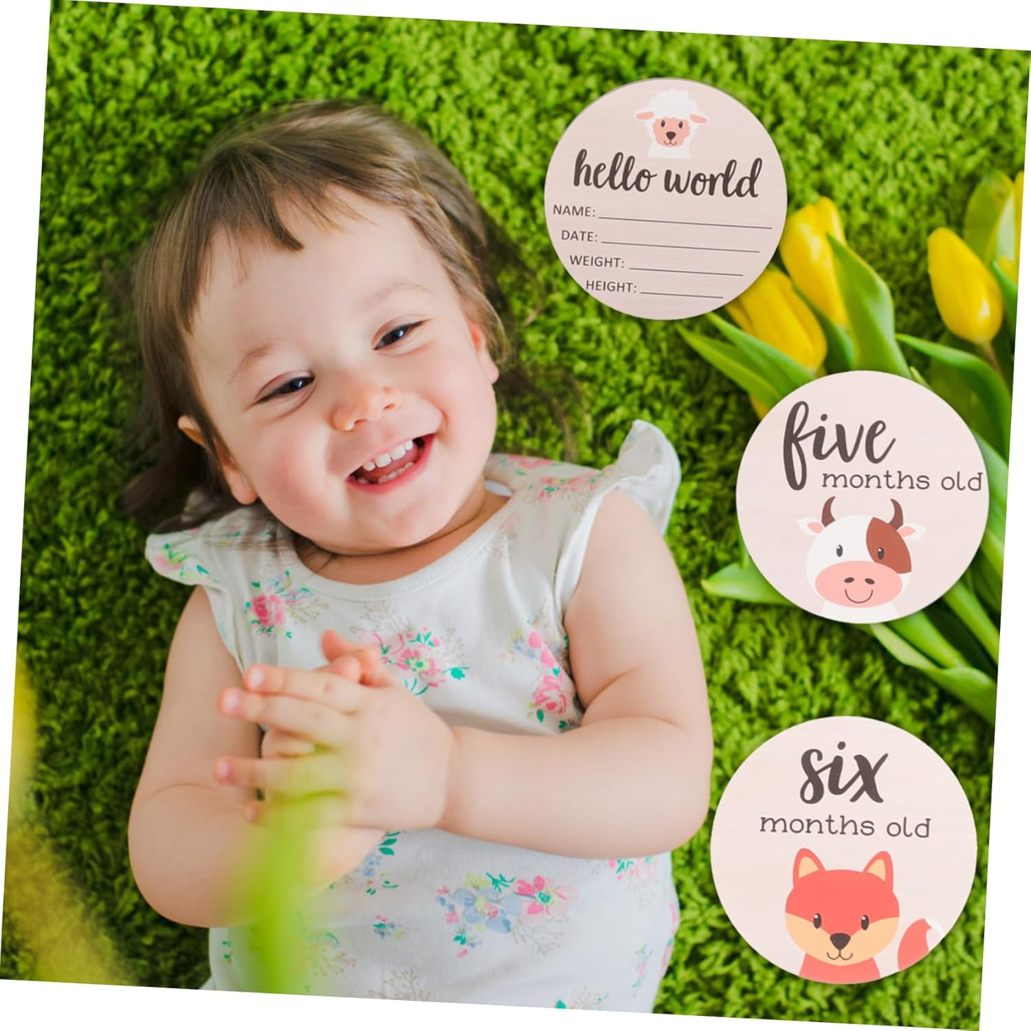 1 Set Milestone Cards Wooden Monthly Signs for Newborn Announcement and Photography Smooth Surface Unique Design Present for Expecting Moms image number 5