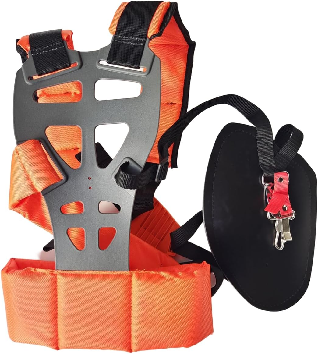 Double Shoulder Strap for Brush Cutter, Lawn Trimmer, and Weed Wacker - Adjustable Tool Belt with Brushcutter Accessories, Compatible with Most Garden Power Tools（Black） - Haheihei image number 4
