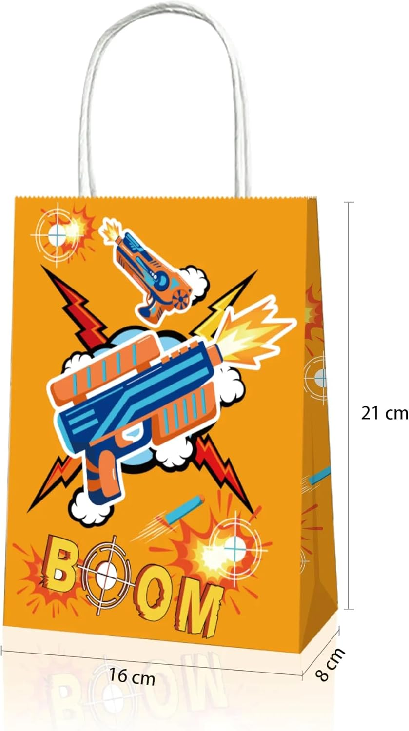 12X Dart Battle Blue Orange Party Supplies Birthday Decoration Paper Bag Kids Lolly Bag Favour Box Kraft Treat Box Gift Box Gable Box Gift Bag Themed Party Bag image number 2