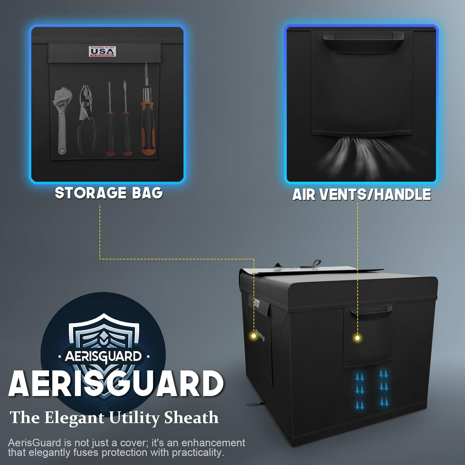 Rosefray Generator Cover-24&rdquo;Lx18&rdquo;Wx20&rdquo;H,600D Heavy Duty Waterproof, Small outside Equipment Cover for Champion,Predator,Wen,Ryobi,Generac,Westinghouse Portable Generator 3000-4500W-Gray/S image number 1