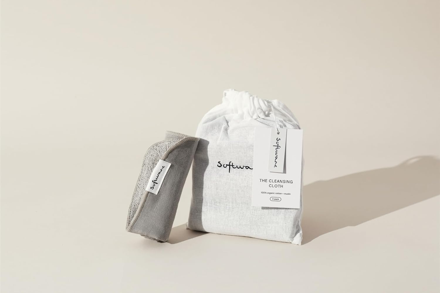 Software Cloth Face Cotton 3Pk | Soft & Breathable Cotton Face Cloths | Reusable & Eco-Friendly | Ideal for Daily Use, Skincare & Makeup Removal