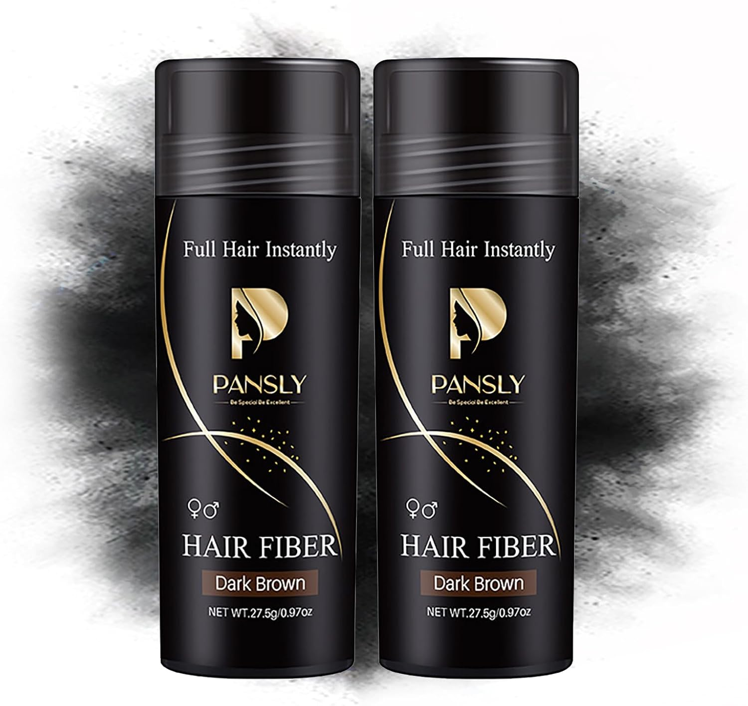 Roseflower 2Pcs Hair Fibers for Thinning Hair, Undetectable Natural Hair Thickening Fibers, Hair Building Fibers for Women and Men, Thicker Fuller Hair Conceals Hair Loss, Dark Brown 27.5G X 2