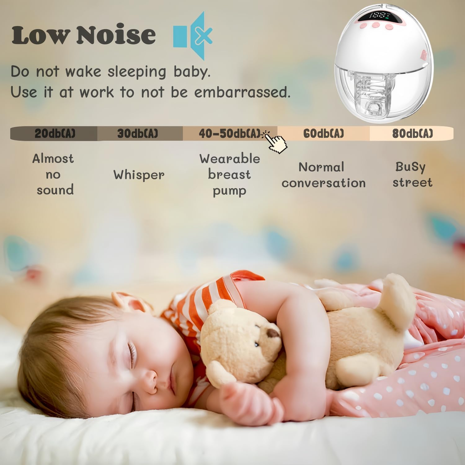 Wearable Breast Pump，Electric Breast Pump Wearable with 4 Modes 12 Levels,Leakproof Discreet Hands Free Pump,With a Body Capacity of 160Ml(White) image number 2