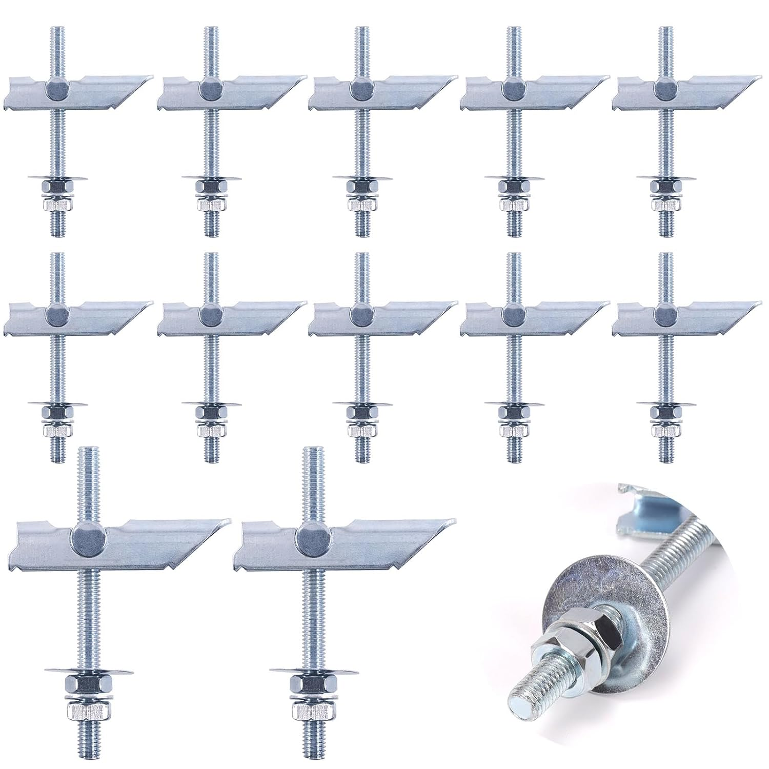 Swpeet 12Pcs Heavy Duty M8&times;100Mm Plasterboard Fixings Toggle Bolts Drywall Anchors, Tiltable Plasterboard Wall Plug Kit, Tilt Pins with Washer and Nut Folding for Hanging Heavy Items on Drywall image number 1