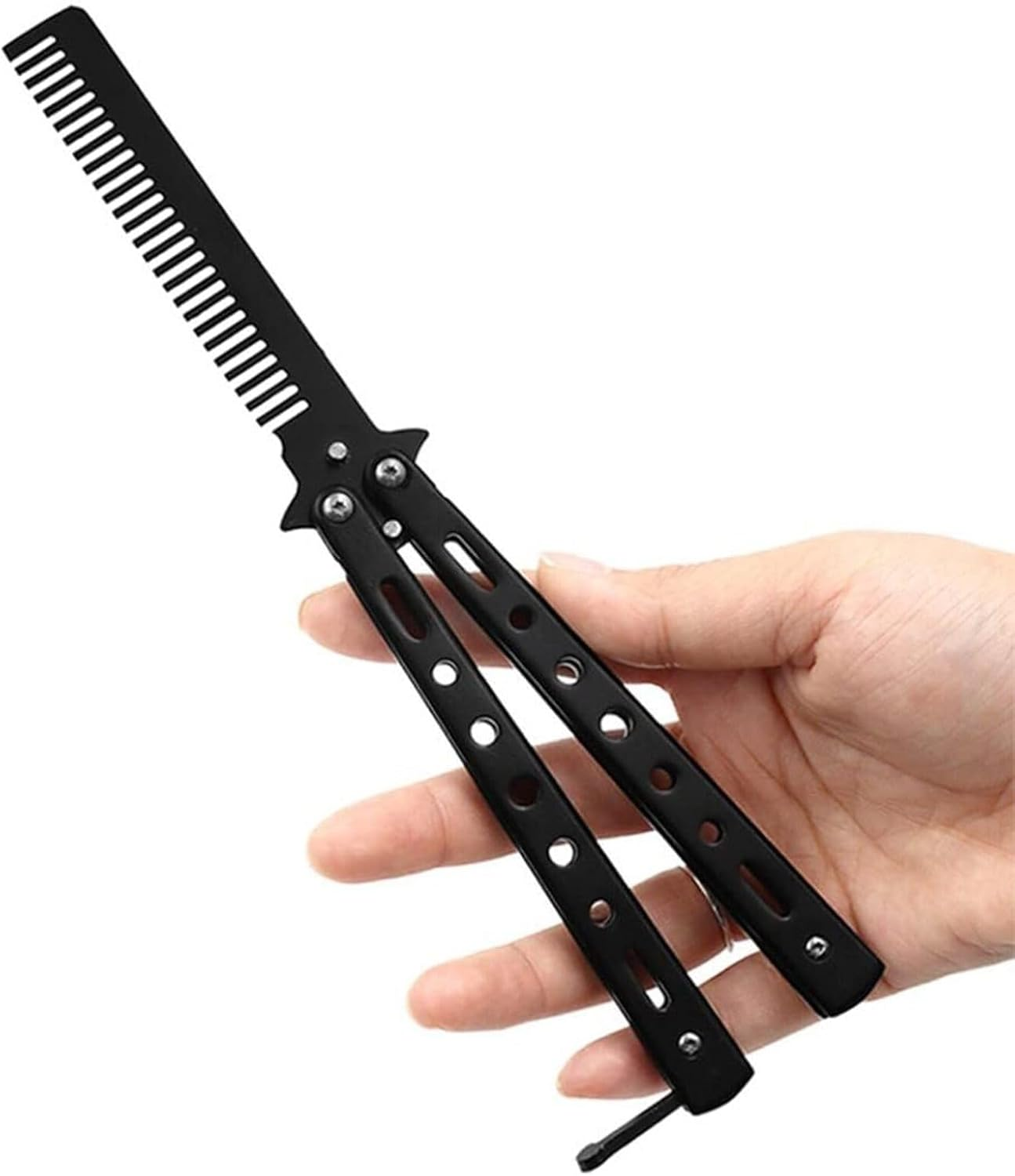 Butterfly Comb, Foldable, Practice Butterfly, Flipping Trick, Stainless Steel, Butterfly Hair Comb for Beginner, Salon Beauty Tool, for Trainer Lover image number 1