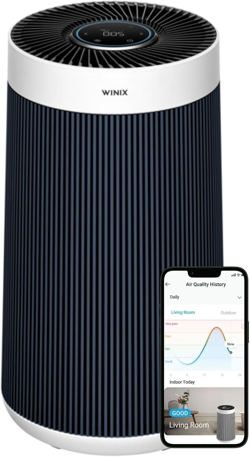 Winix Zero+ 360 5-Stage Air Purifier with Pet Filter, Suitable for Areas up to 100M2, Wi-Fi and Smart Home Connectivity, White