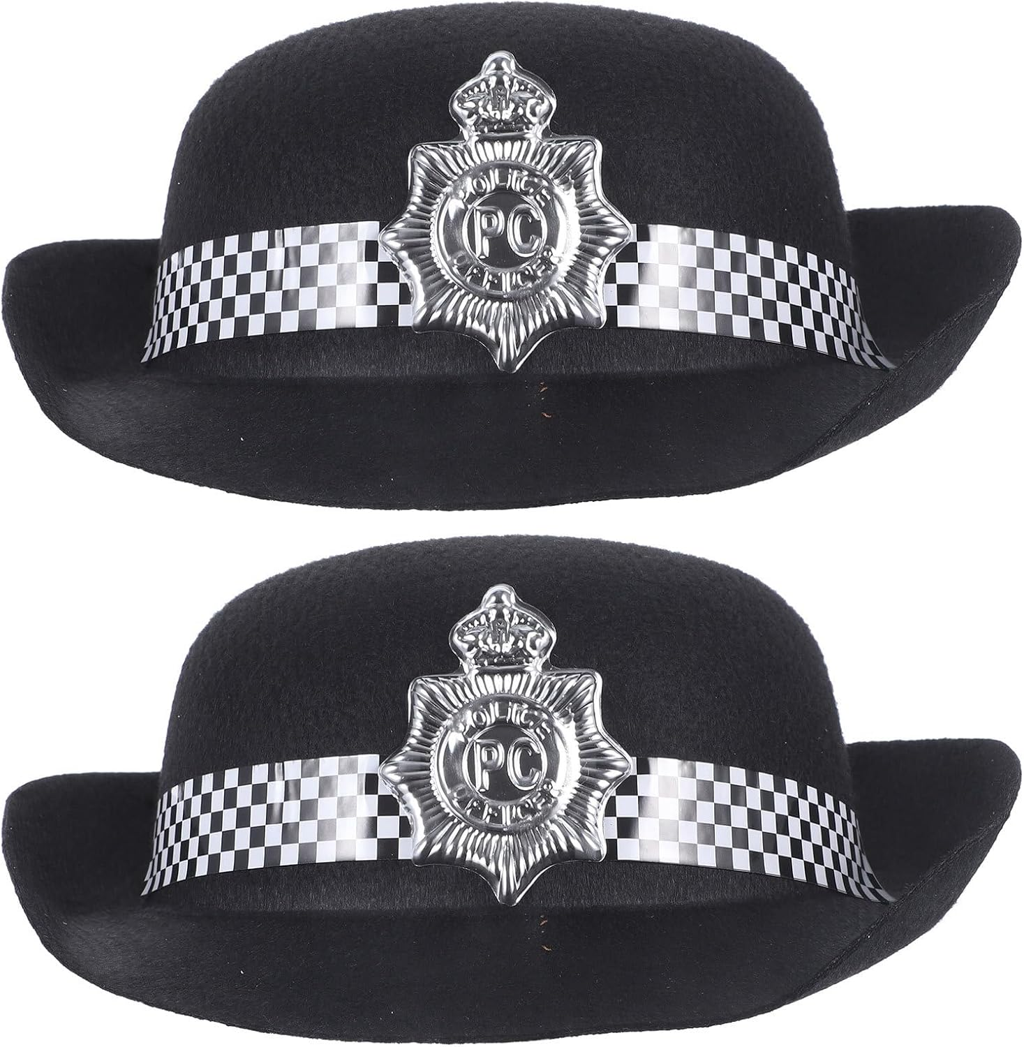 Alasum 2Pcs Kids Police Hats - Felt Cloth Black Policeman Caps for Halloween, Cosplay, Party, Stage Performance image number 1