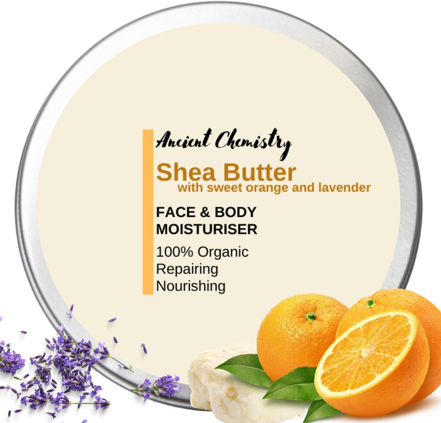 100ML Organic Shea Butter Moisturizer Wit Sweet Orange and Lavender 100% Pure and Natural &ndash; Deep Moisturizing Body Butter for Dry Skin, Stretch Marks, Hair Care
