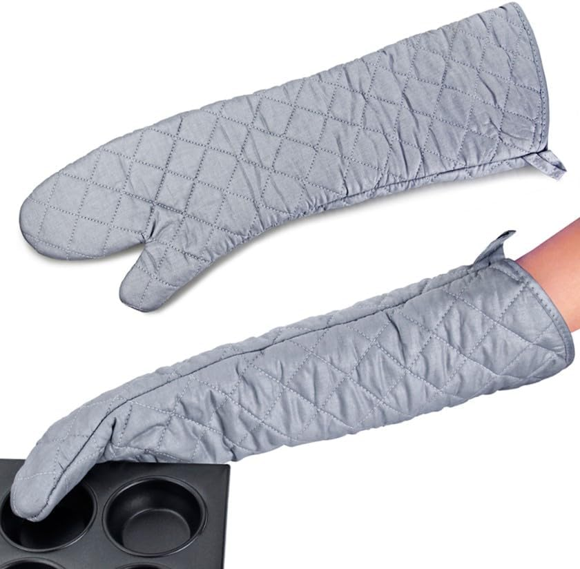 Linwnil Heat Resistant Oven Gloves New Cotton Oven Mitts Kitchen Gloves High Temperature Cooking Tool BBQ Gloves (23-Inch)