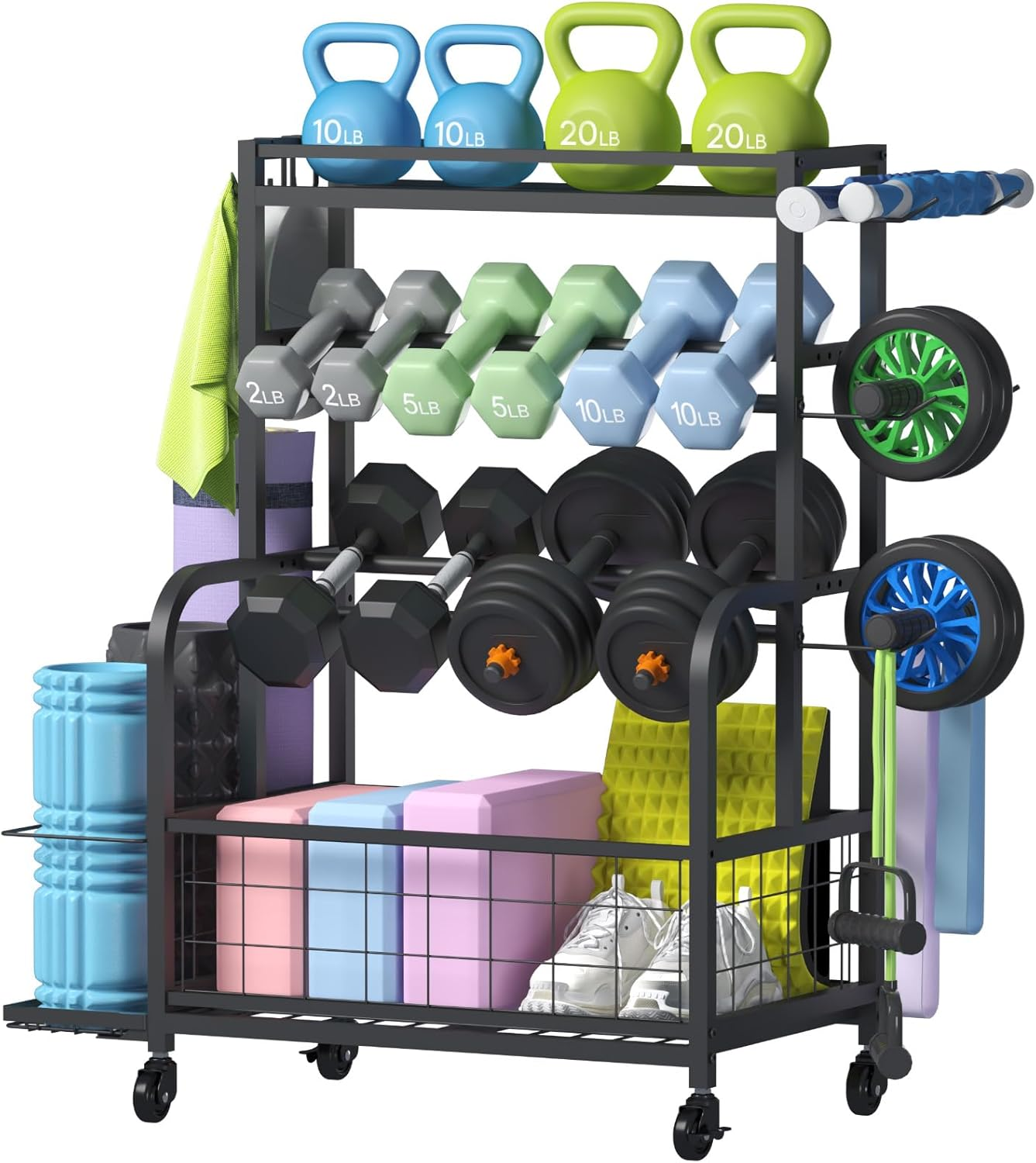 Lifewit Weight Rack for Home Gym, Dumbbell Rack, Kettlebell Rack, Yoga Mat Holder, Home Gym Storage with Wheels for Strength Training image number 2
