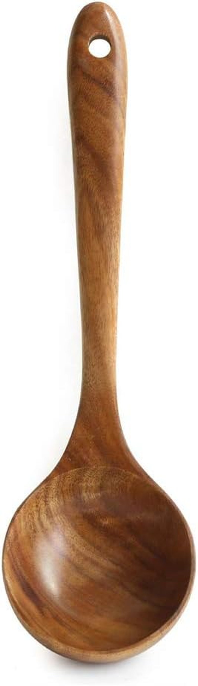 Teak Kitchen Utensils,Wooden Soup Spoon Kitchenware Seasoning Scoop Dipping,Oil Dipper,Meal Rice Scoop,Natural Utensils Handcrafted Cutlery Tool (Soup Spoon(10.6X3.15In))&hellip;