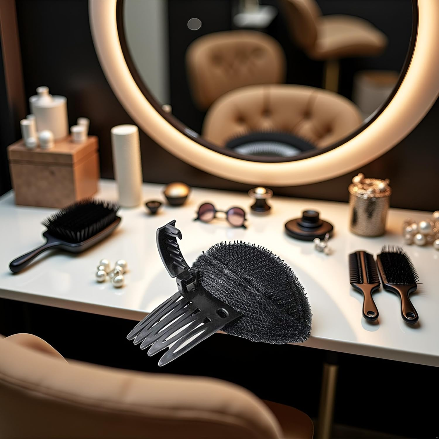 Black Puff Fluffy Hair Volume Clips Set - Hair Base Pads,Bun Shapers,And DIY Hairstyling Tools for Women and Girls,Hair Accessories,Bun and Crown Shapers