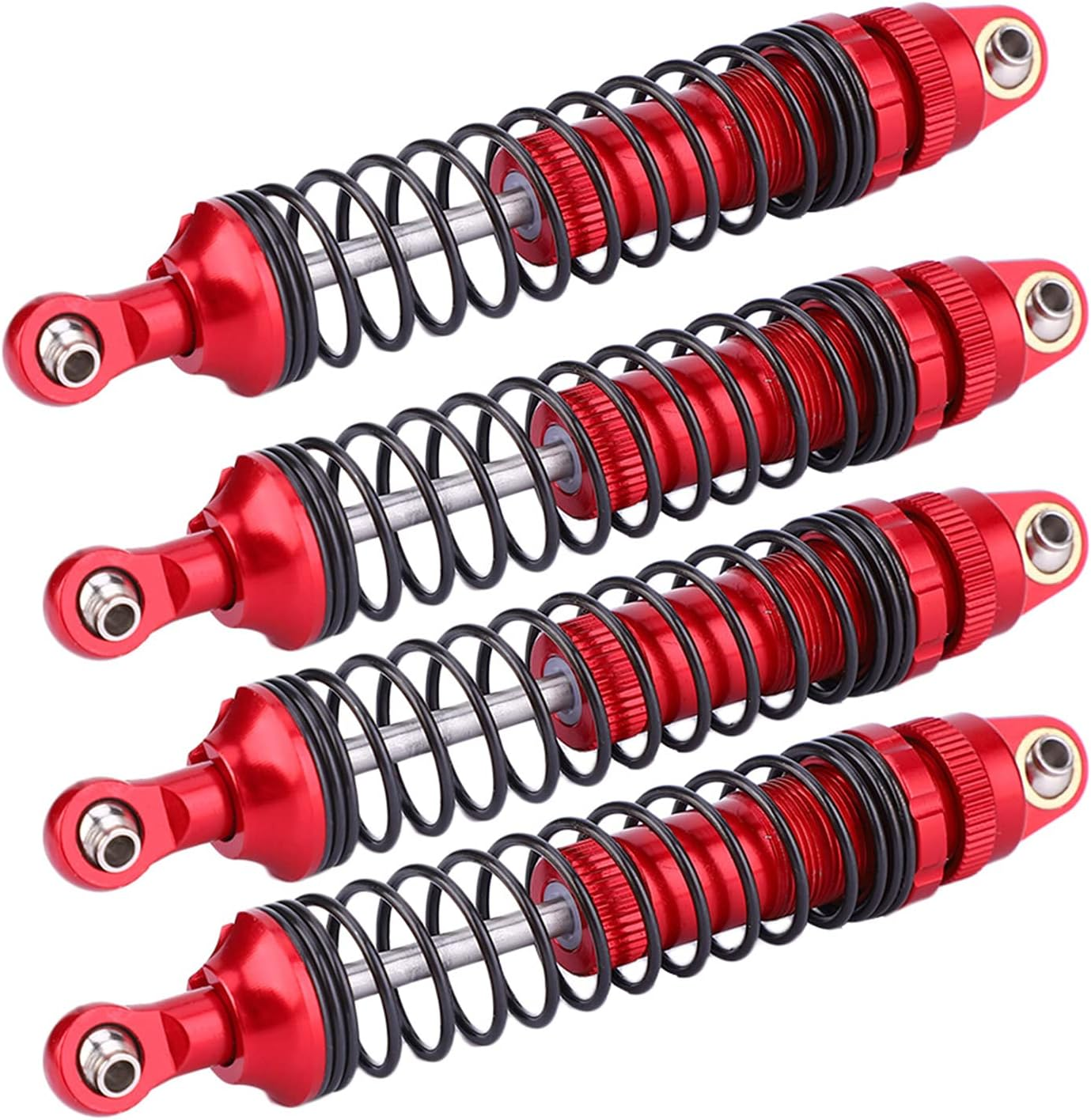Front Rear Springs Damper, 4Pcs Aluminium Alloy Red RC Accessory Fit for SCX10 D90 1/10 RC Crawler Car Autopart Hobby Vehicle Shock Kits Car Parts (110Mm)