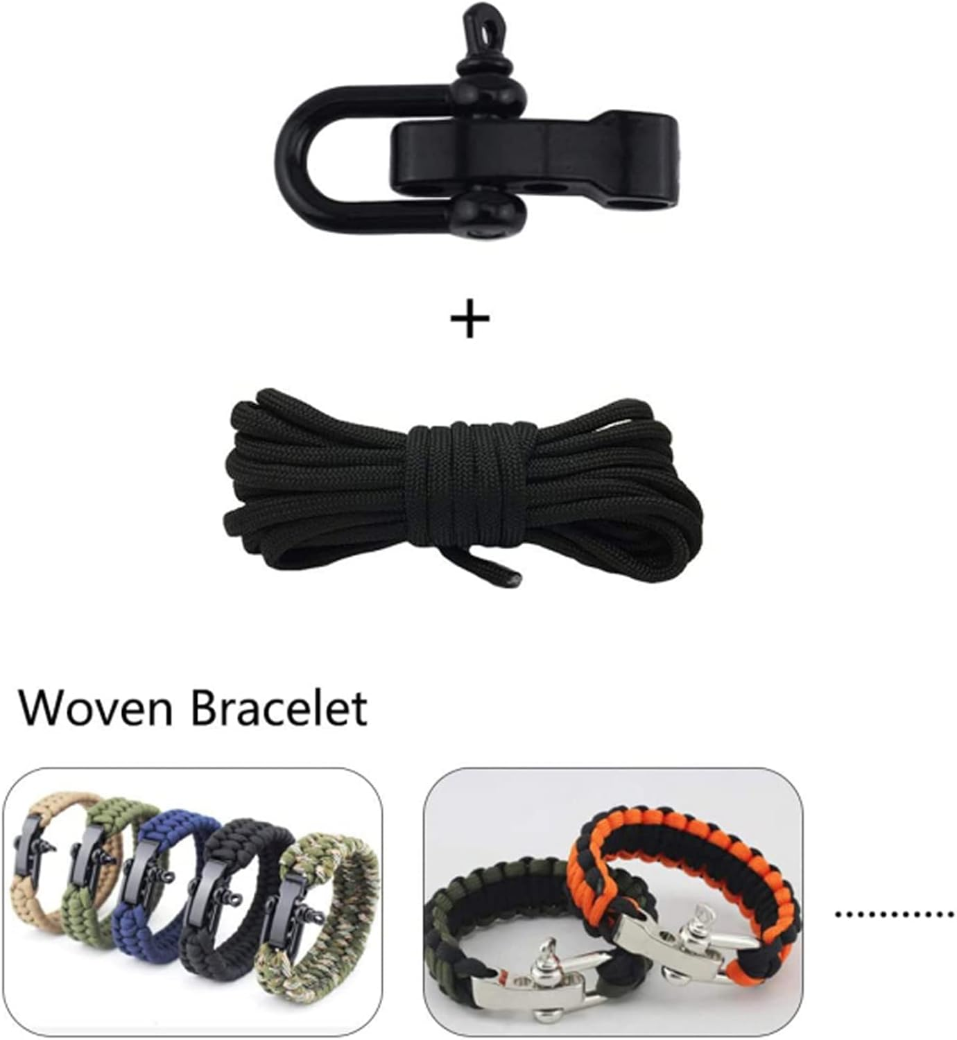 10 Pcs Paracord Bracelet Buckles Black Adjustable U Buckle Clip for Outdoor Survival Bracelet Wrist Strap U Shackles, Black image number 2