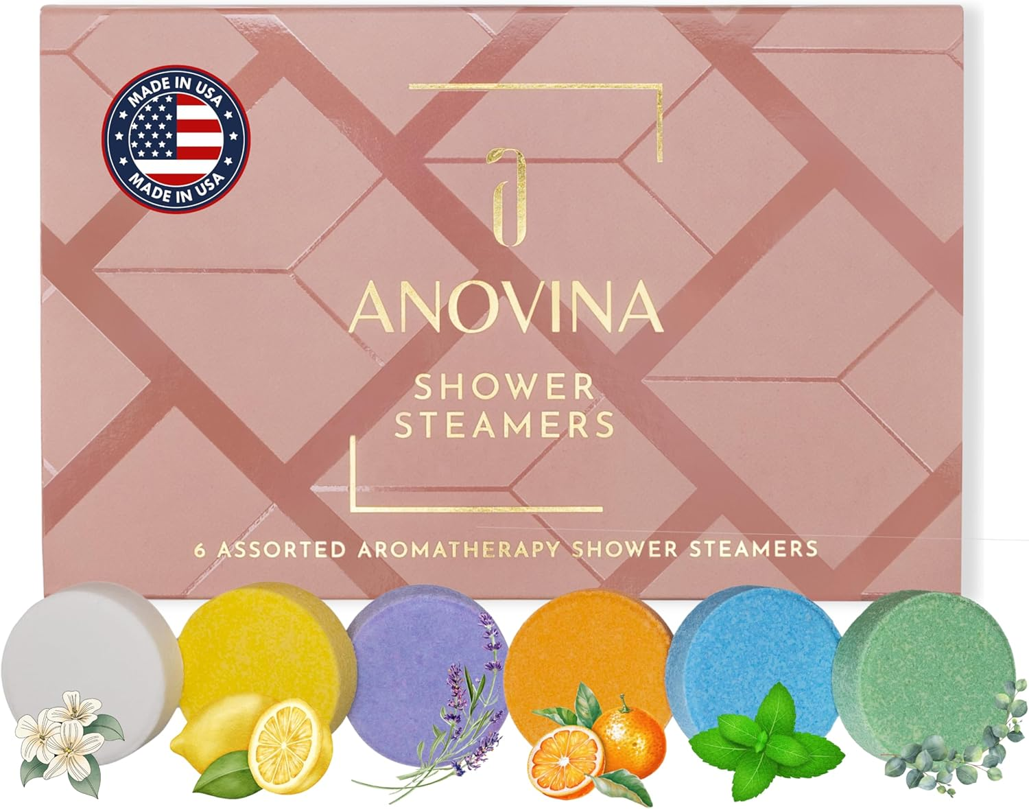 Anovina XL Made in USA Shower Steamers &ndash; Aromatherapy Variety Gift Box with Pure Essential Oils &ndash; Shower Bombs, Self-Care Gifts for Women & Men &ndash; Mothers Day Gift Idea. image number 6