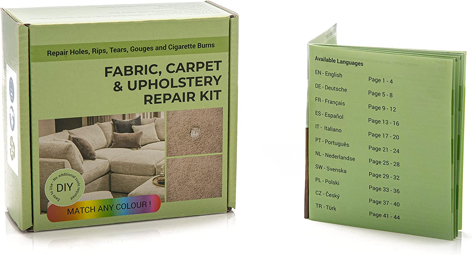 Glass Polish 91006 DIY Fabric, Carpet & Upholstery Repair Kit for Small Holes, Cuts, Rips, Tears & Burn Marks