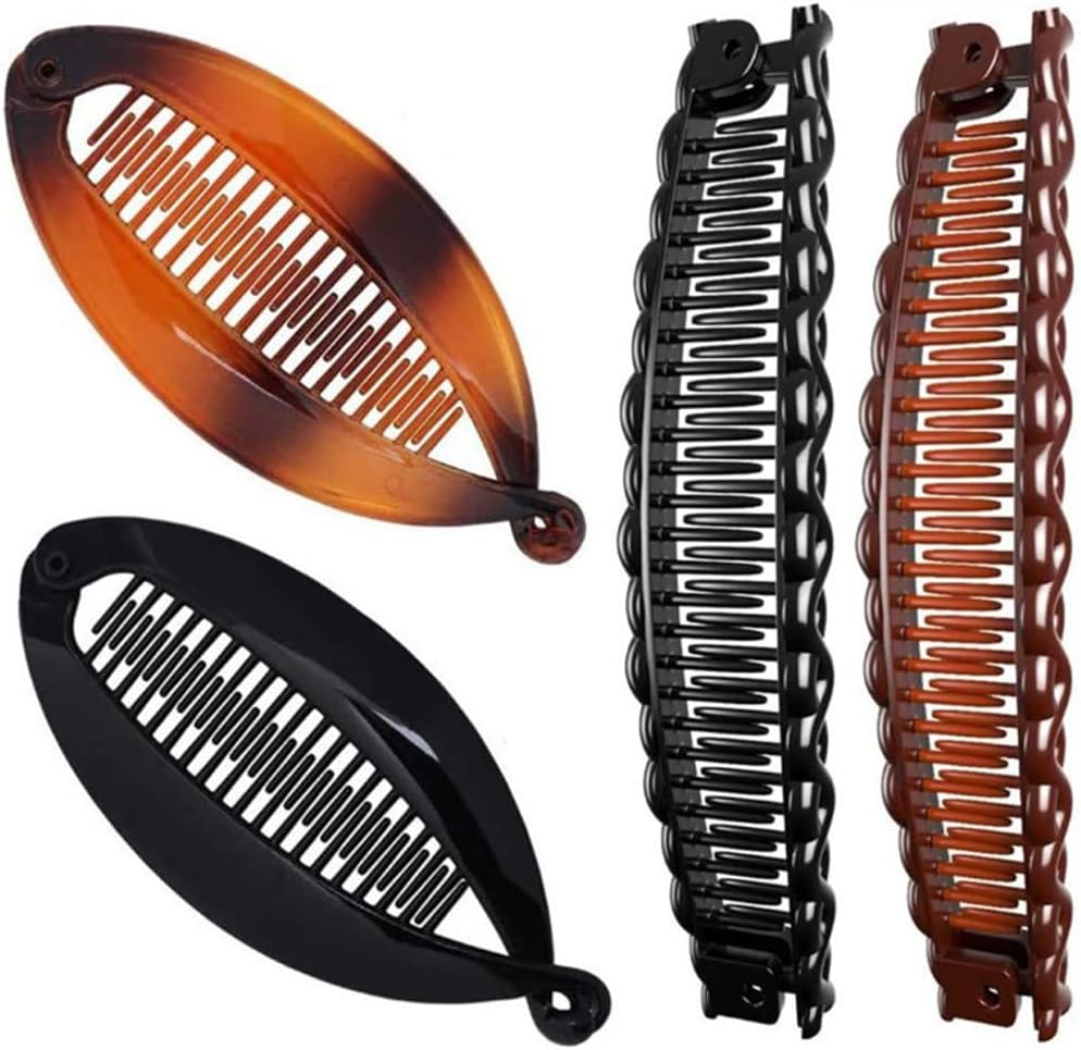 OUDQFCJ Banana Clip for Thick Hair, Retro Hair Accessory, Hair Comb, Vintage Fishtail, Hair Clips for Women and Girls, Pack of 4 image number 3