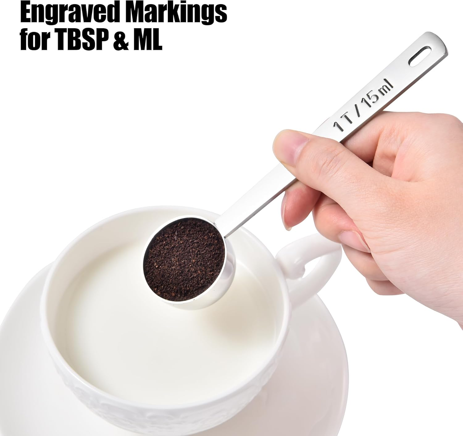 Doosu Metal Coffee Measuring Scoop, Food-Grade 18/8 Stainless Steel Coffee Beans Spoon with 10.8Cm Long Handle, Tablespoon Scooper for Ground Coffee, Espresso, Protein Powders, Tea, Sugar (1 Tbsp)