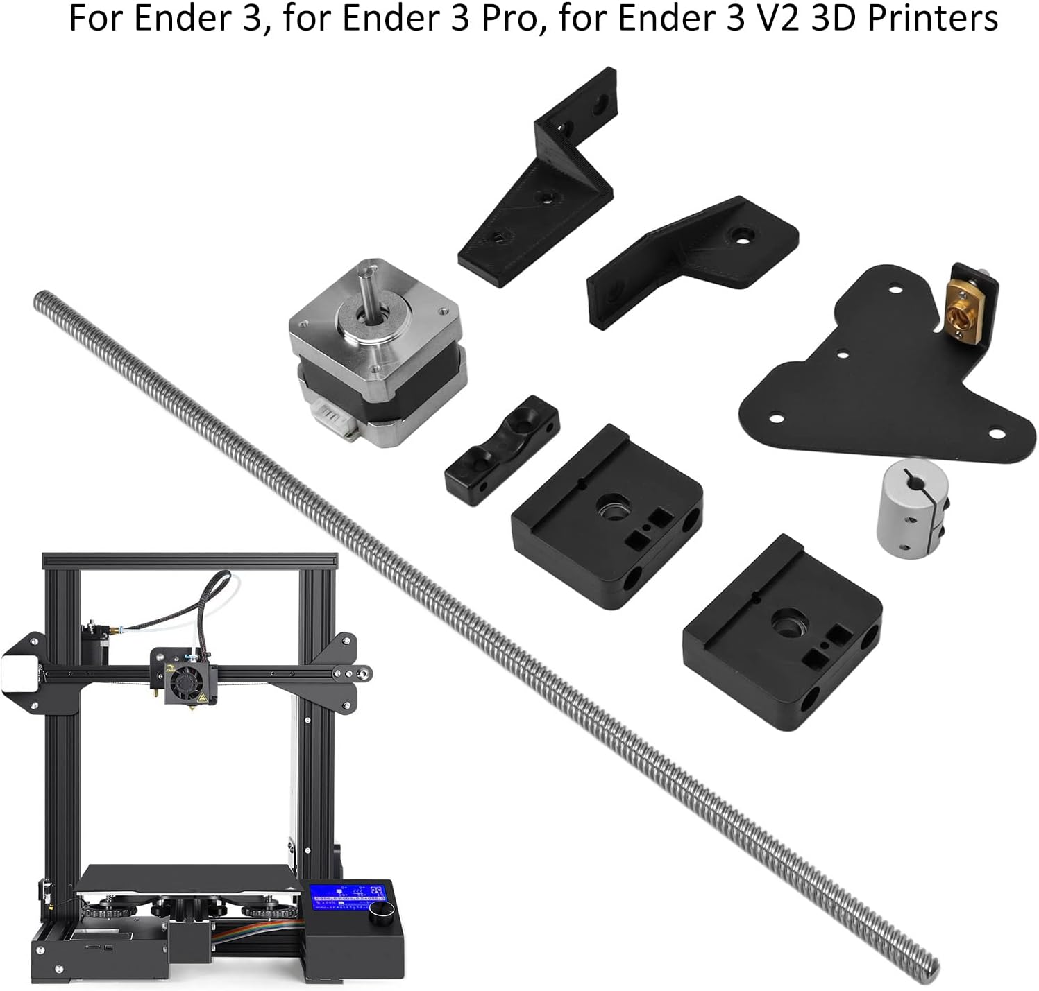 Dual Z Axes Kit, Dual Z Axes Kit 3D Printer Aluminum Screw Dual Z Stepper Motor Upgrade Kit for Ender 3 Ender 3 Pro Ender 3 V2 image number 1