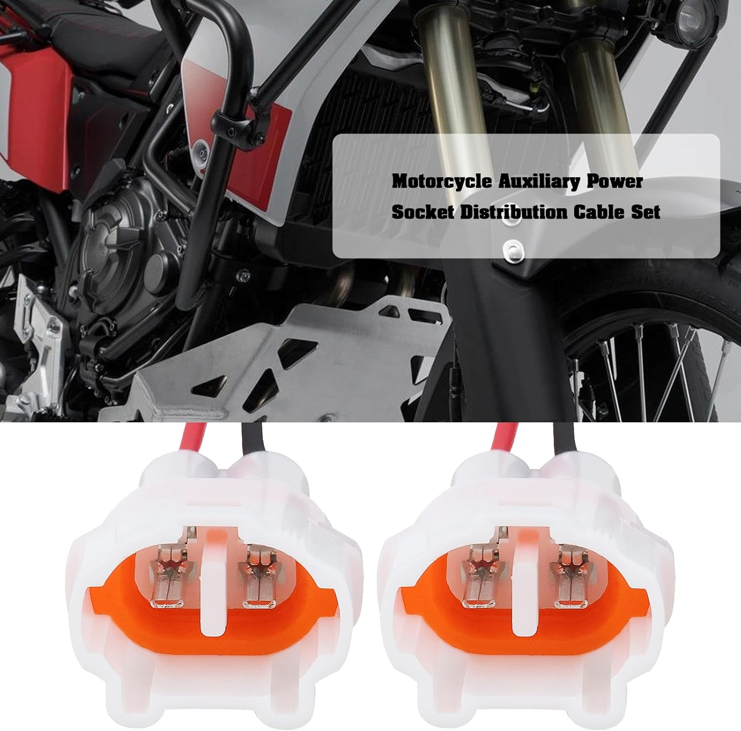 Emsea Set of Super Power Outlet Splitter with Pre-Wire 18AWG USB Charger Heated Grips Lights Compatible with Yamaha Compatible with Tenere 700 image number 1