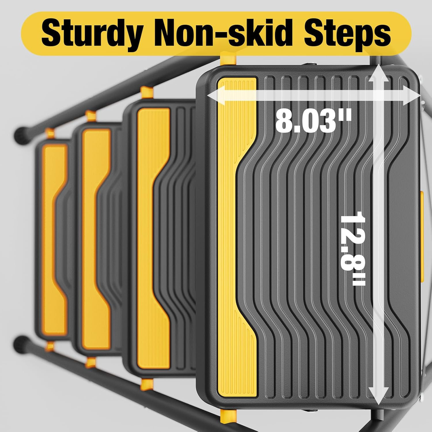 Urackify 4 Step Ladder, Heavy-Duty 150Kg Capacity, Wide Anti-Slip Steps & Secure Handrail Compact, Folding Step Stool Portable Design for Home, Kitchen, Office, Pantry, Closet Use, Black image number 2