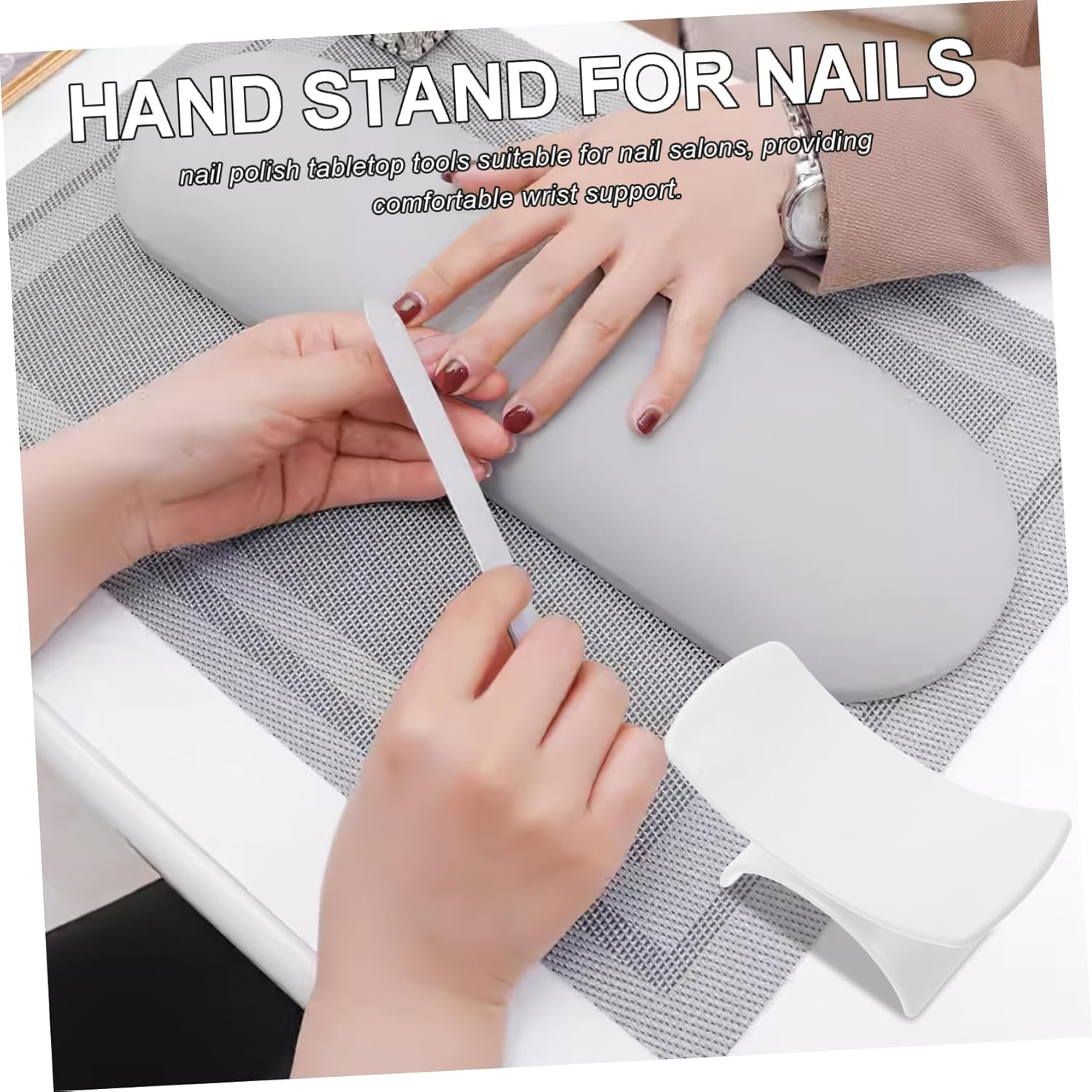 Mikinona Ergonomic Nail Art Hand Pillow Manicure Armrest Cushion Portable Nail Pillow Salon Hand Rest - Pink image number 2