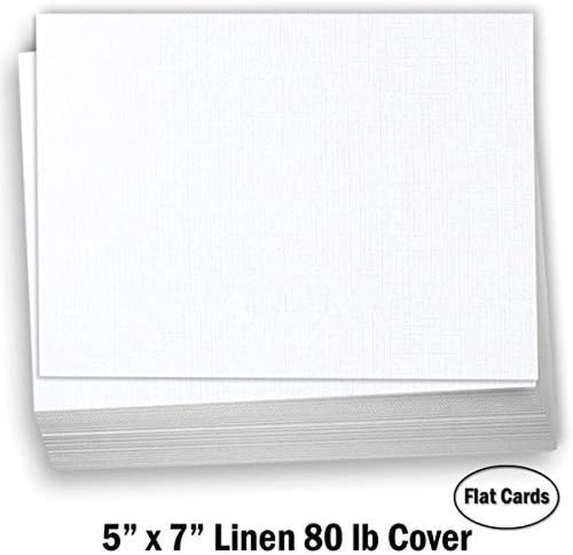Hamilco 5X7 White Linen Cardstock Paper Blank Index Cards Card Stock 80Lb Cover - 50 Pack image number 2