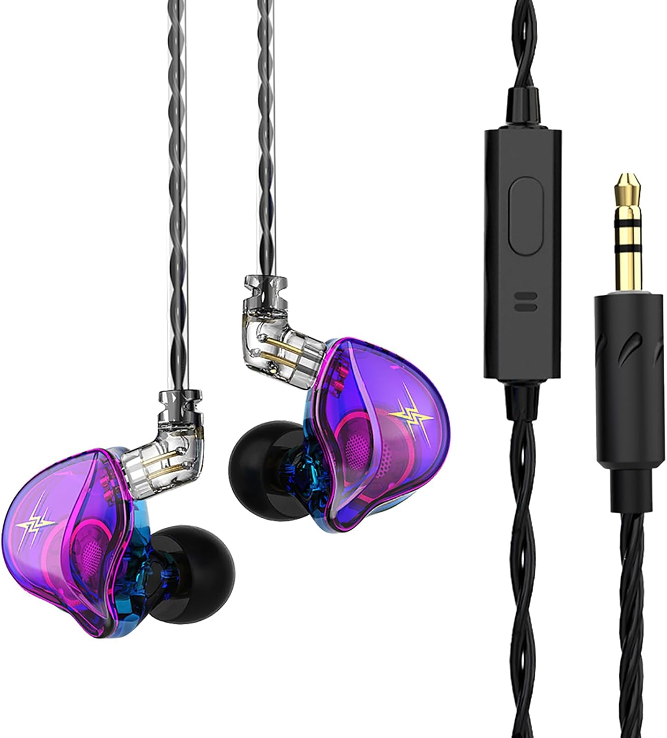 Wired Earbuds In-Ear Headphones, Earphones with Microphone,3.5Mm Jack Ear Buds QKZ ZXT Transparent Black for Computer, Laptop, Gaming, Sports, Music, Calling