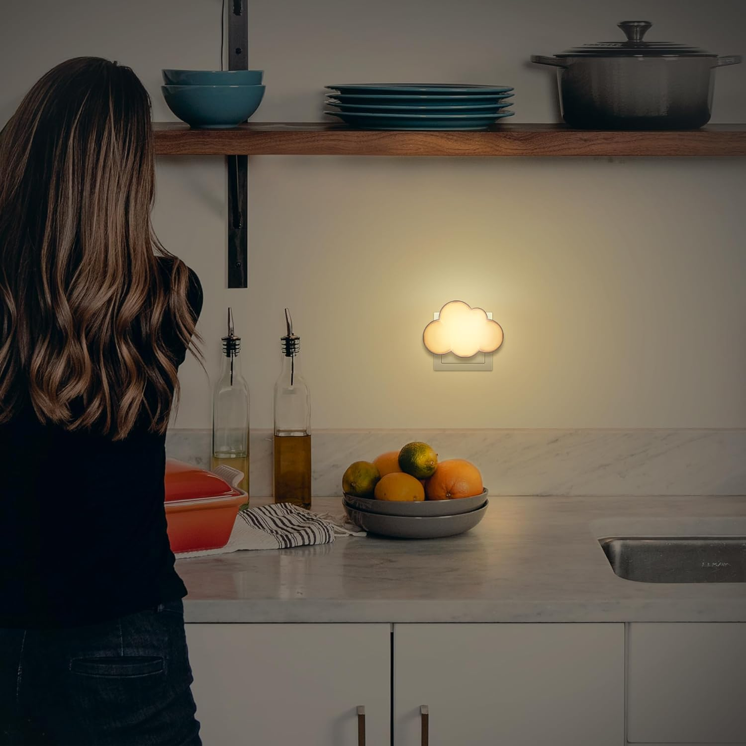 Wetry LED Cloud Night Light, Baby Night Lamp with Twilight Sensor for Bedroom, Stairs, Hallway, Kitchen, Toilet, Newborn Gift Boys Girls (2) image number 3