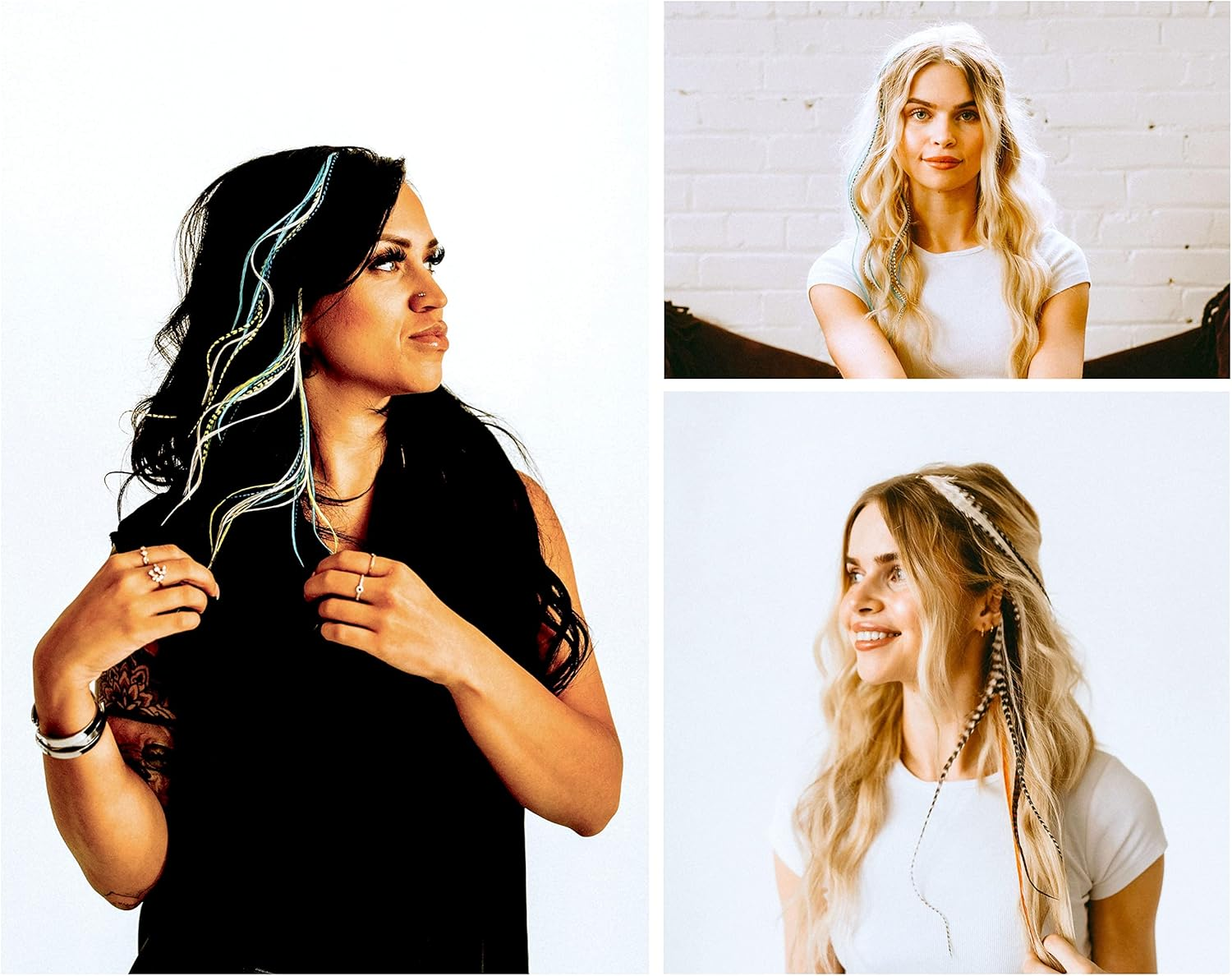 Feather Headz (Natural Short) - 30 Natural Short Colour Hair - 7"- 12" Long - for Hair Extension, Natural Hair Extension DIY Kit - Eye-Catching Design - 10 Micro-Link Beads - 100% Real Rooster ... image number 5