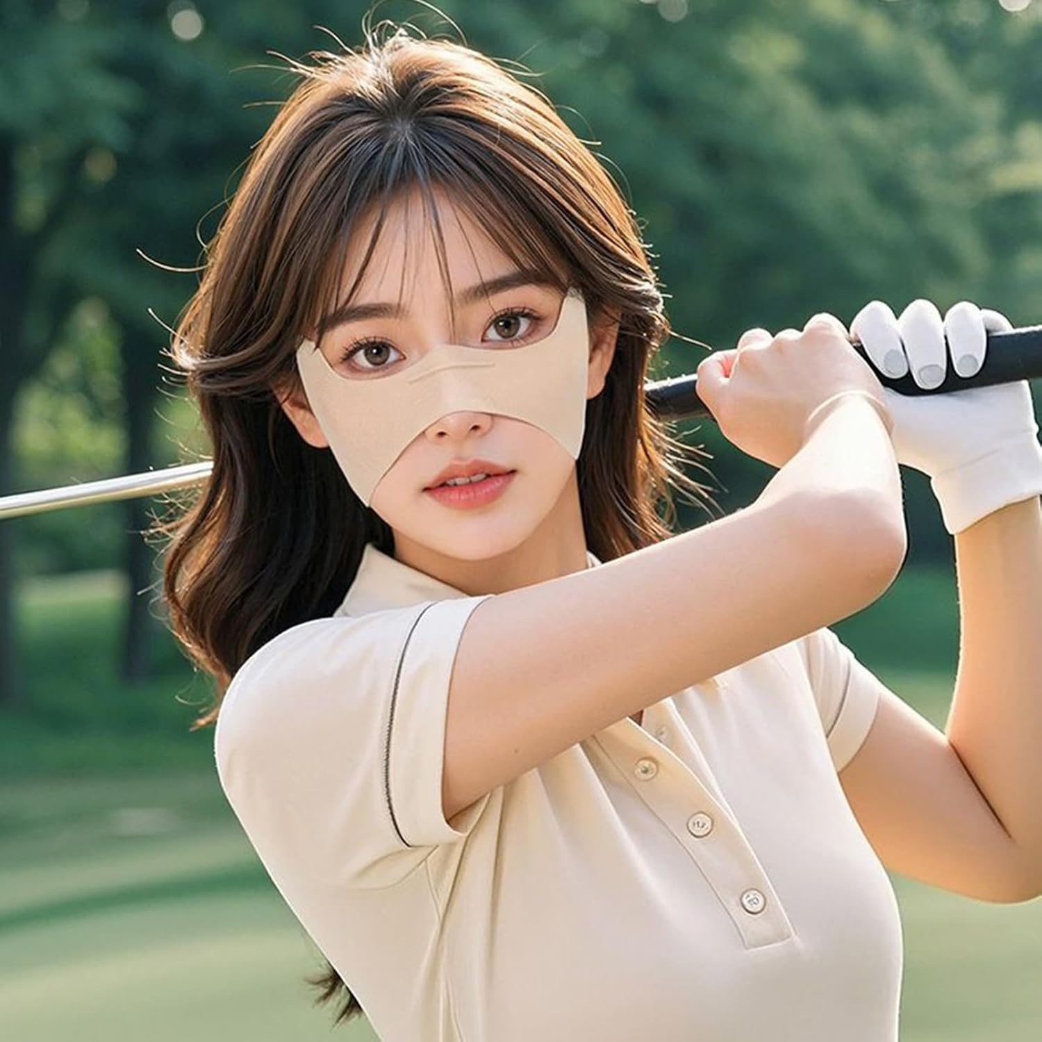 Sun Protection Face Cover | Golf Eye Patches | UV Blocking Skin Nose Sunblock for Outdoor Activities Including Vacation Hiking Running Fishing - Skin Color image number 2