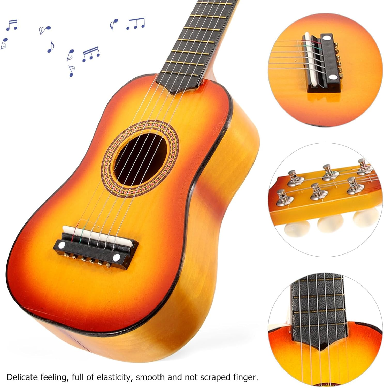 Veemoon 21 Inch Kids Acoustic Guitar 6 String Wooden Small Guitar Beginner Guitar Instrument (Sun Color) image number 3