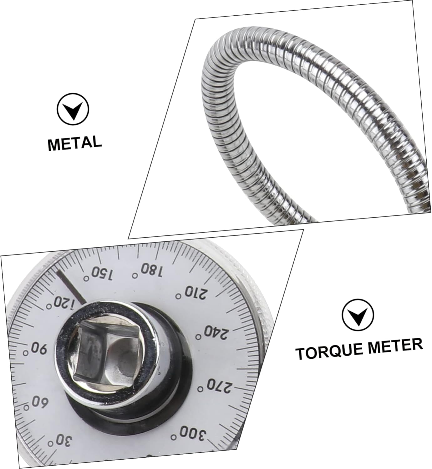 Homoyoyo Precise Wrench Torque Measuring Gauge Tool Silver Square Hole Angle Torque Gauge for Hand Tool Use in Automotive Maintenance and Repair image number 5
