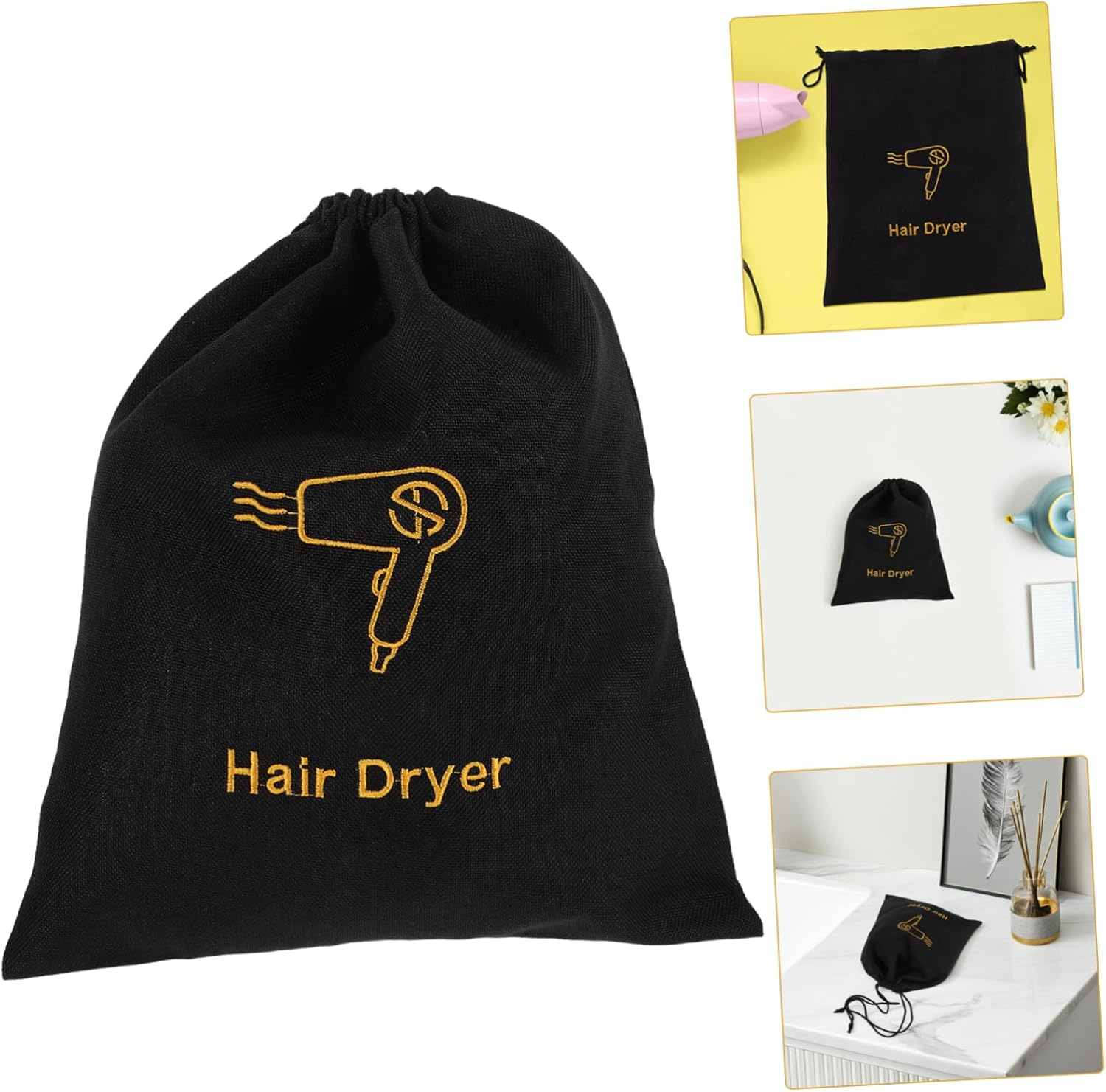 OATIPHO 4Pcs Hair Dryer Storage Bag Drawstring Dustproof for Hotels and Guesthouses Travel Friendly Hair Dryer Bags image number 2