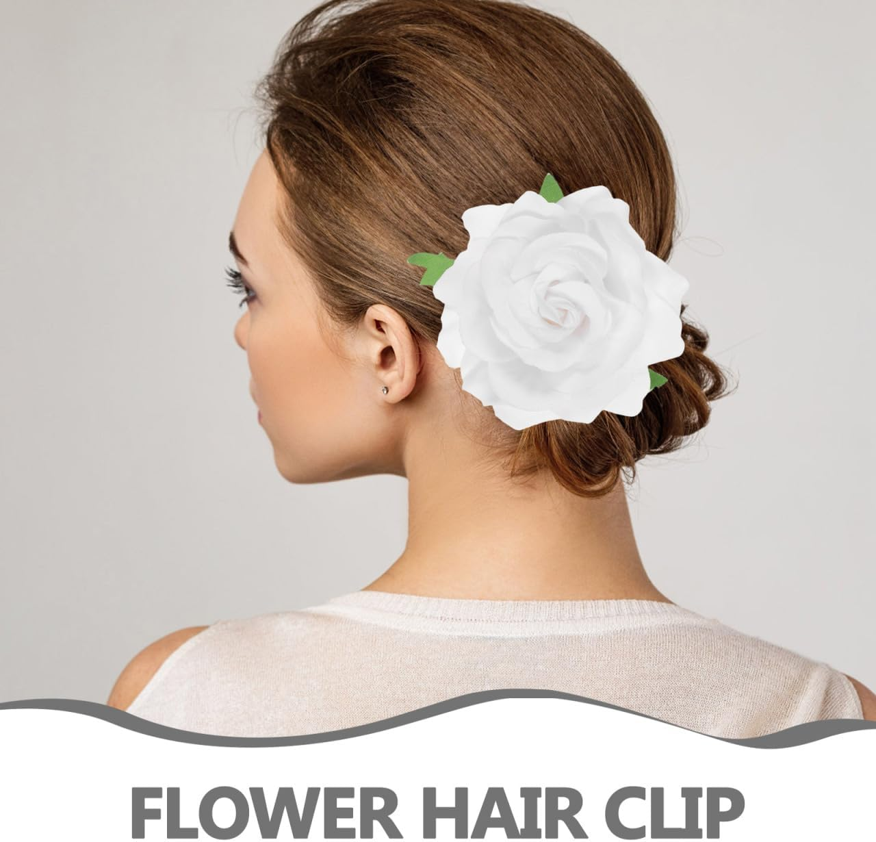 Beavorty 4 Pieces Pink Flower Hair Clips Women Thick Hair Brooch Wedding Flowers Silk Flowers Man Antique White image number 1