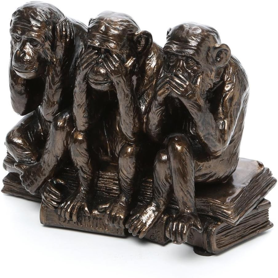 The Hear-No, See-No, Speak-No Evil Monkeys Statue in Faux Bronze [Kitchen] image number 5