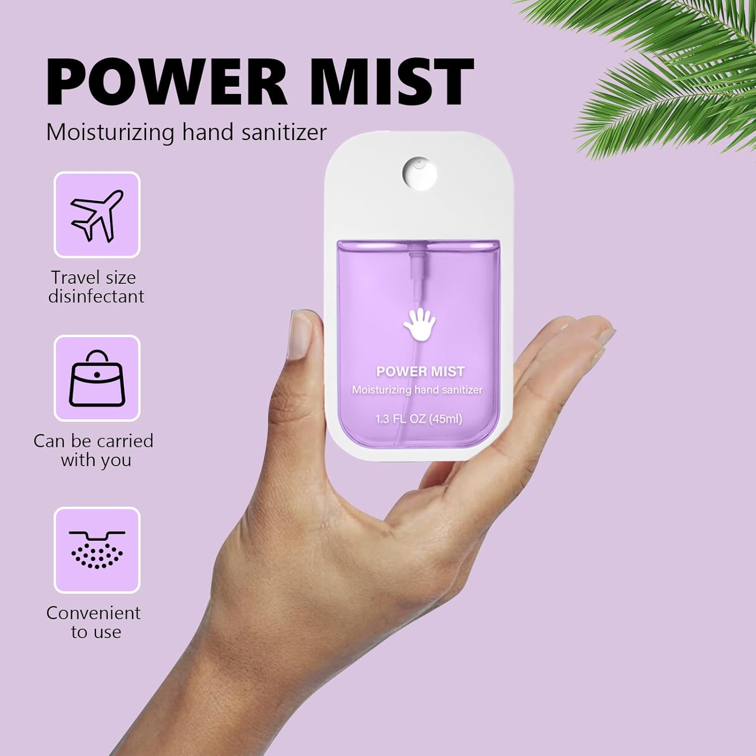 Power Mist Hydrating Hand Sanitizer Spray, 4-Pack (Lavender, Aloe Vera, Vanilla,Odorless), Quick Dry Mini Hand Sanitizer Spray for Clean Your Hands,600-Sprays (1.6 Fl Oz/Pack) (4-Pack) image number 4