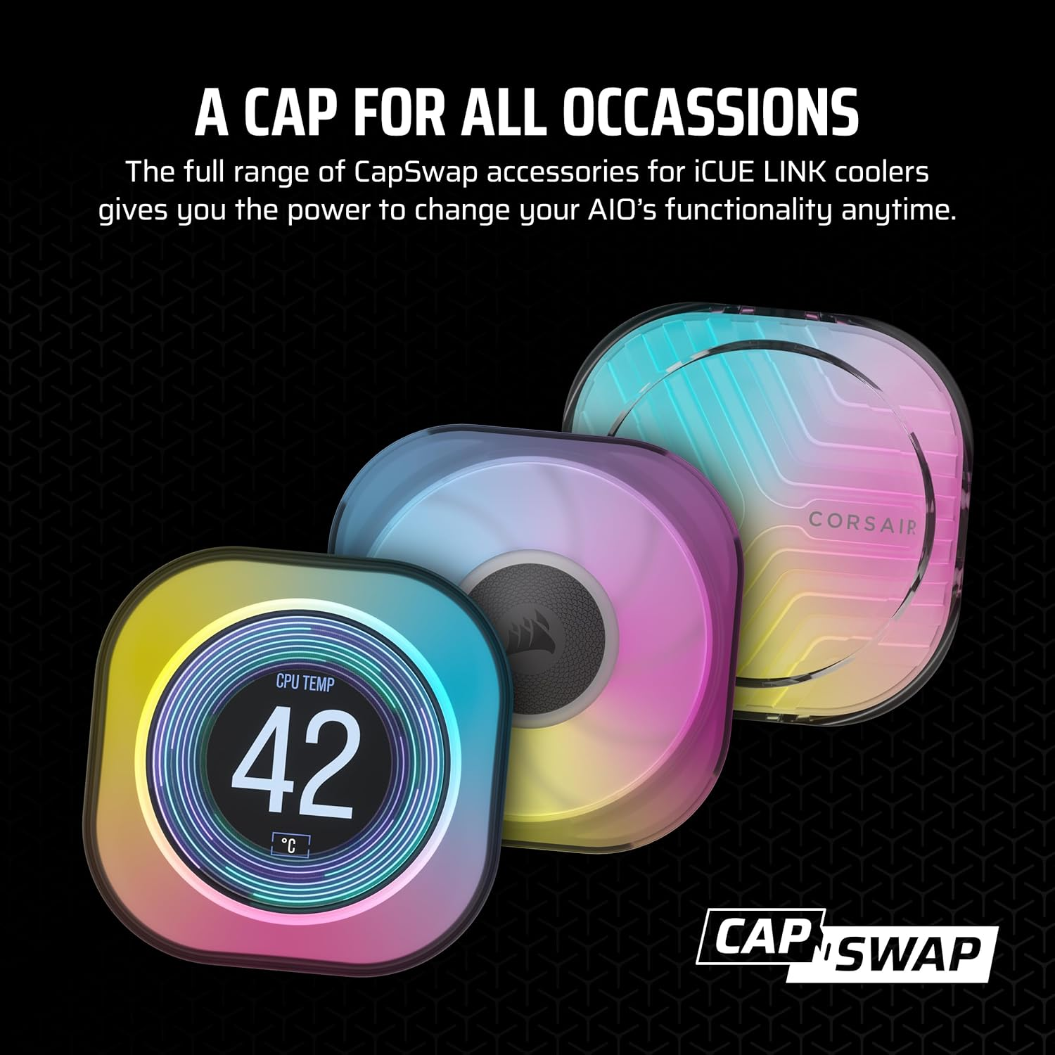 CORSAIR Icue Link AIO VRM Fan Module &ndash; Additional Motherboard Cooling for Overclocking &ndash; Easy Capswap Installation &ndash; 70Mm Fan &ndash; Magnetic Dome Bearing &ndash; Black