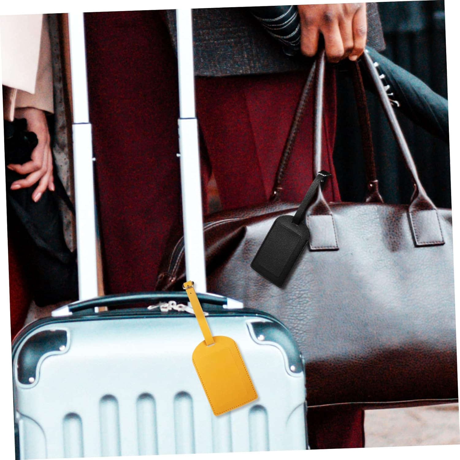 8Pcs Leather Luggage Tags Suitcase Labels Travel Accessories Baggage Tag for Luggage Identification image number 4