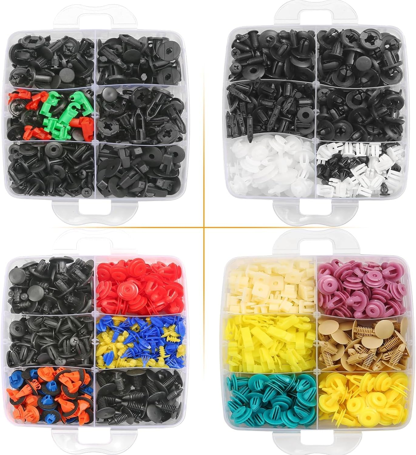 1240Pcs Car Push Retainer Clips & Auto Fasteners Kit - 32 Most Common Sizes of Nylon Bumper Fender Rivets with 10 Cable Ties and Fastener Remover, Car Push Retainer Clips Set, Universal for All Cars