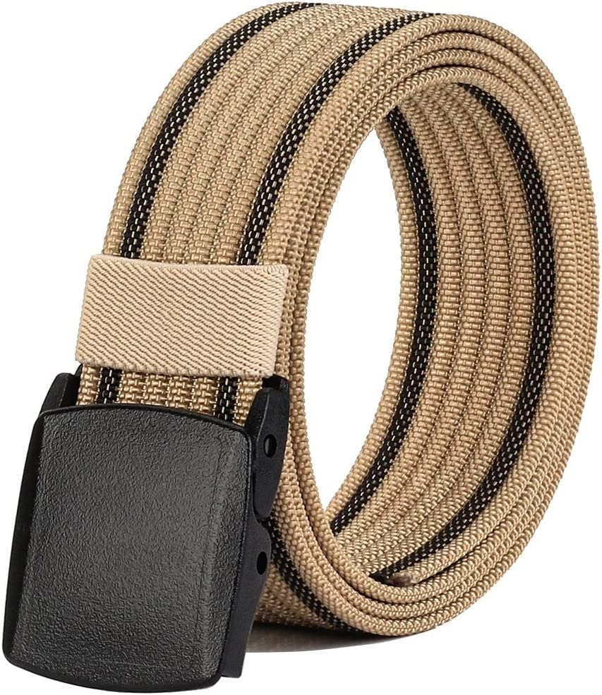 Men'S Nylon Belt, Military Tactical Belt with YKK Plastic Buckle, Durable Breathable Canvas Belt for Work Outdoor Cycling Hiking Skiing, Adjustable for Waist 27-49" [53"Long1.5"Wide]