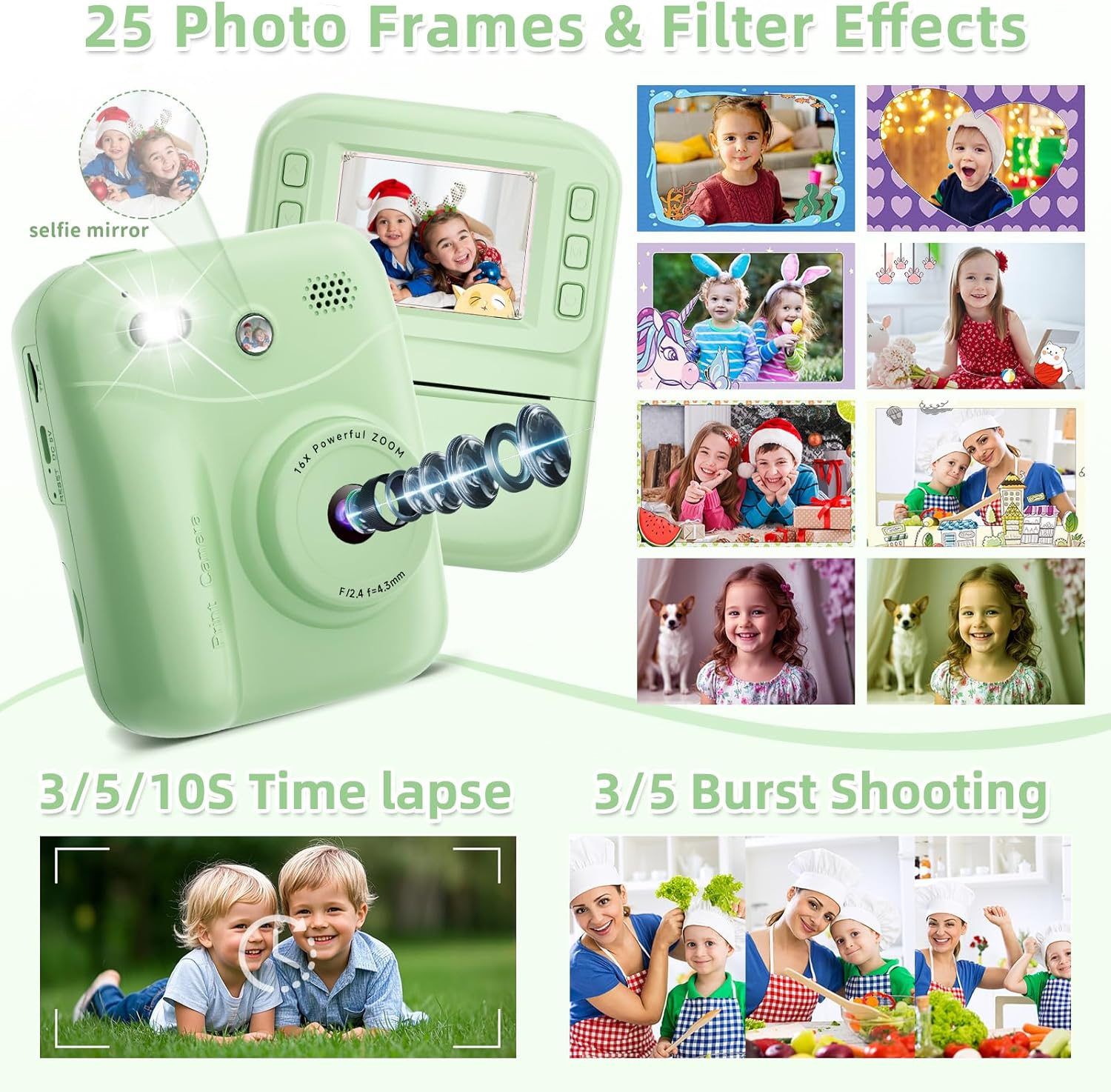 MINIBEAR Kids Camera Instant Print, Instant Print Camera for Kids Digital Camera Toddler Toys Christmas Birthday Gifts for 3 4 5 6 7 8 9 10 Year Old Boys Girls Video Camera with Print Paper image number 4