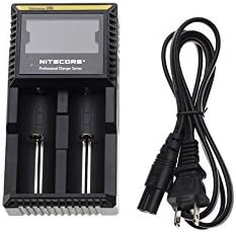 NITECORE Torches Smart Charger Nitecore Digicharger D2 Universal Smart Charger D2, Black (D2), Li-Ion (26650, 22650, 18650, 17670, 18490, 17500, 18350, 16340(RCR123), 14500, 10440). Ni-Mh and Ni-Cd (AA, AAA, AAAA, C) Rechargeable Batteries