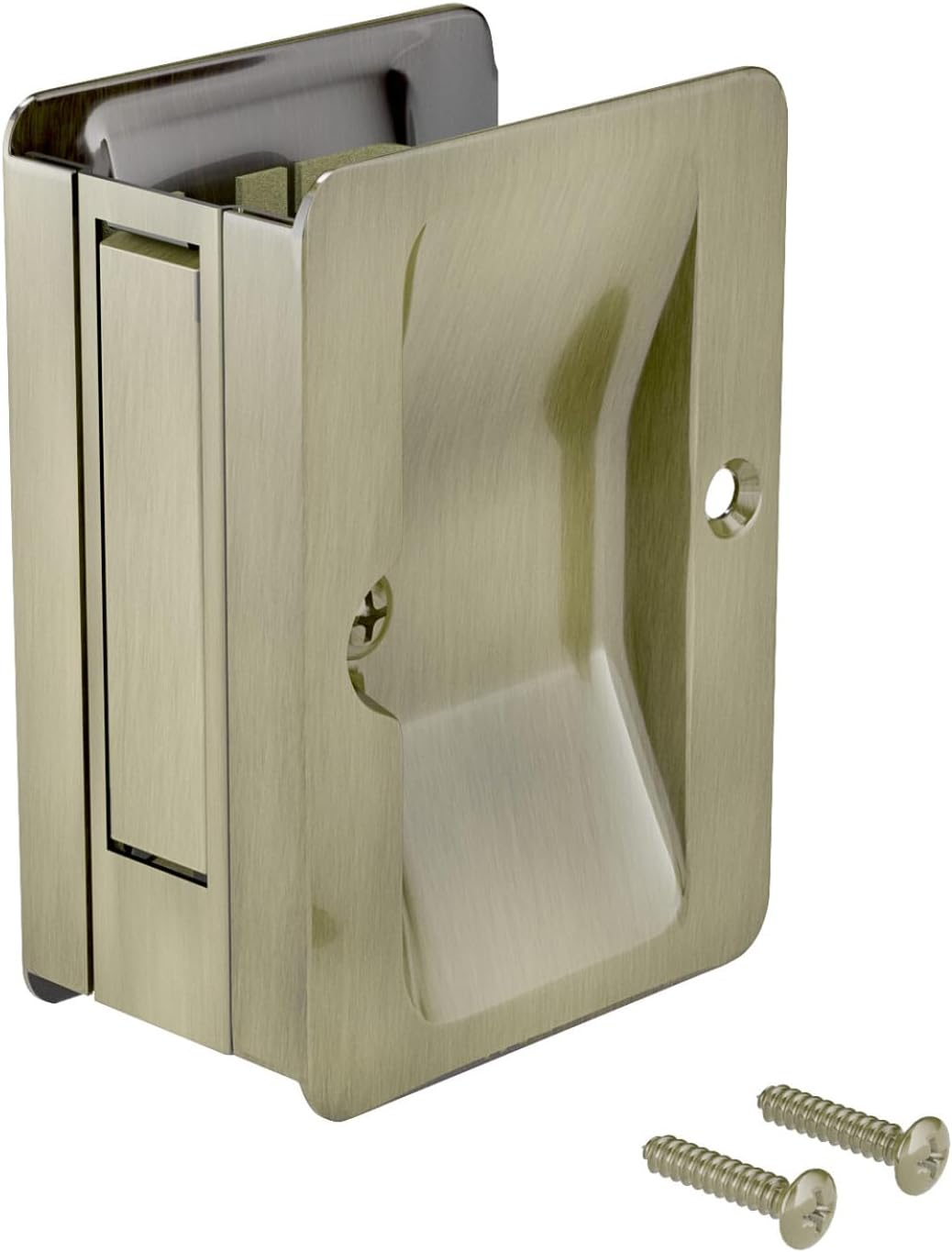 Onward 1700ANPSBC Pocket Door Pull with Passage Lock-Rectangular, Antique Nickel