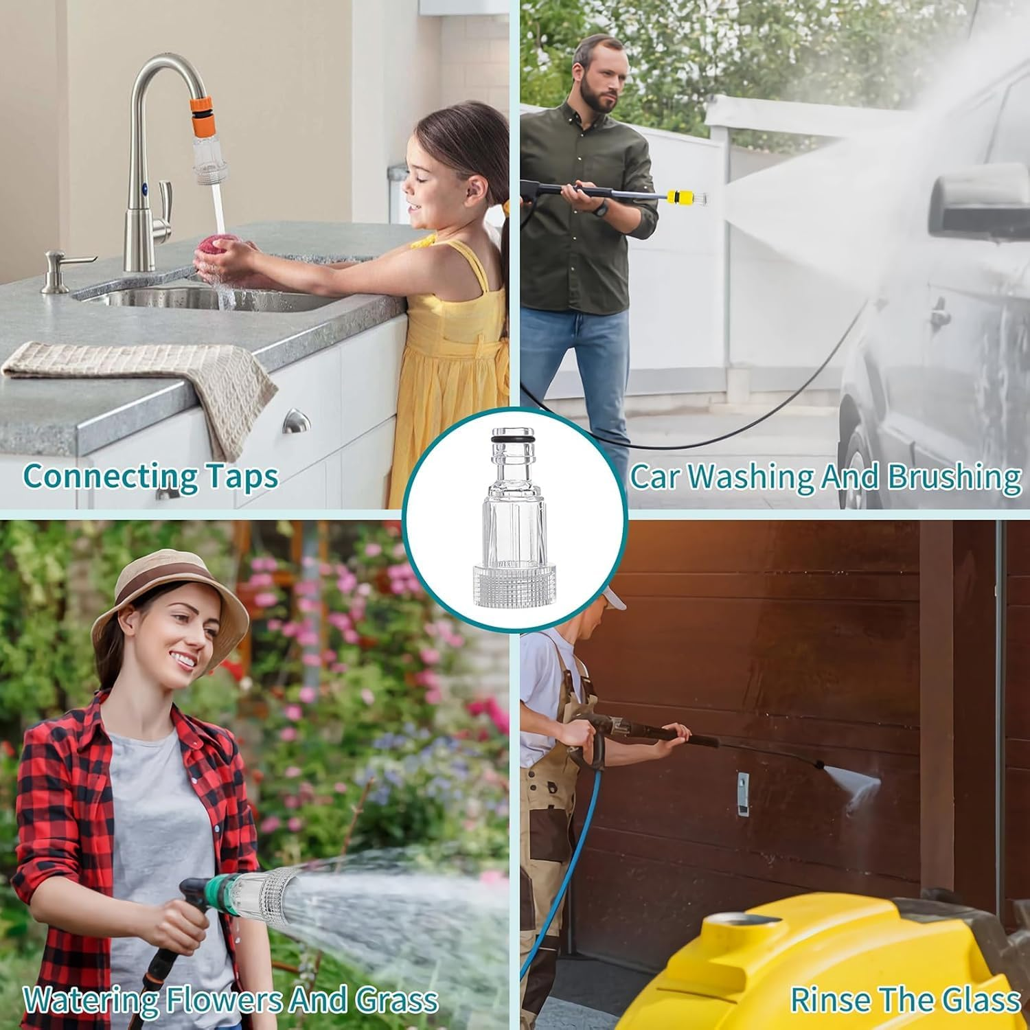 5Pcs Plastic Pressure Washer Inlet Filter Water Filter, 3/4" Pressure Washer Hose Replacement Adapter Tool for Garden Connectors image number 6