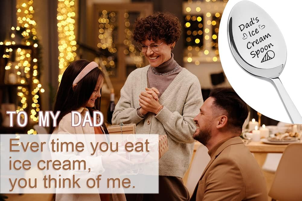 Dad Gifts from Daughter Son to My Dad Gifts for Birthday Christmas Presents Daddy Fathers Day Present from Children Engraved Dad&rsquo;S Ice Cream Spoon for Dad Stepdad Present image number 1