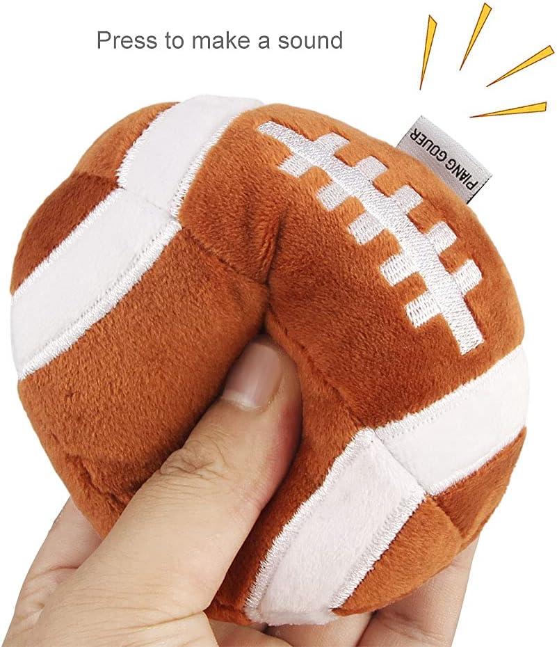 Pack of 3 Dog Toys for Medium Dogs, Puppy Toy for Small Dogs, Rugby Ball, Football and Tennis Balls for Dogs, Filled with Fluffy Squeaky Dog Toy, Puppy Toy for Outdoor Use image number 6
